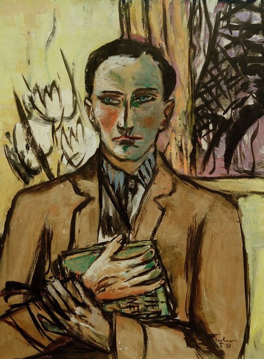 Max Beckmann, Bildnis Stephan Lackner (Portrait, Persönlichkeiten, Schriftsteller, Klassische Moderne, Malerei, Expressionismus, Mensch und Gesellschaft, Wunschgröße, Wohnzimmer, bunt)