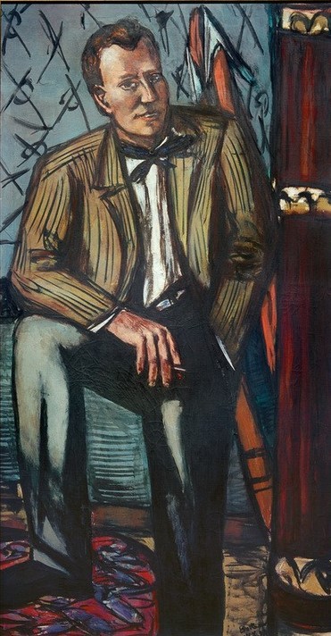 Max Beckmann, Bildnis Perry T. Rathbone (Portrait, Direktor, Museumsdirektor, St. Louis, Halbportrait, eleganz, Lässigkeit,  Klassische Moderne, Malerei, Expressionismus, Persönlichkeiten, Wunschgröße, Wohnzimmer, bunt)