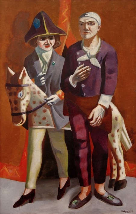 Max Beckmann, Doppelbildnis Karneval (Karneval, Fasching, Kostüme, Verkleidung, Klassische Moderne, Malerei, Expressionismus, Mensch und Gesellschaft, Wunschgröße, Wohnzimmer, bunt)