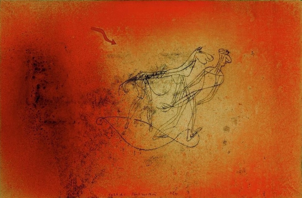 Paul Klee, Pferd und Mann (Bauhaus,Mann,Pferd (Tier),Freizeit,Zoologie,Reiter,Reise,Schweizerische Kunst,Tier,Reiten)