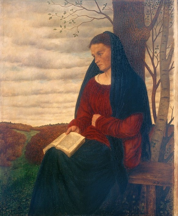 Karl Haider, Resignation  (Frau, Bank, Bäume, Buch, Lesende, resigniert, Melancholie, Mensch und Gesellschaft, Münchener Secession, Wunschgröße, Wohnzimmer, Klassiker)