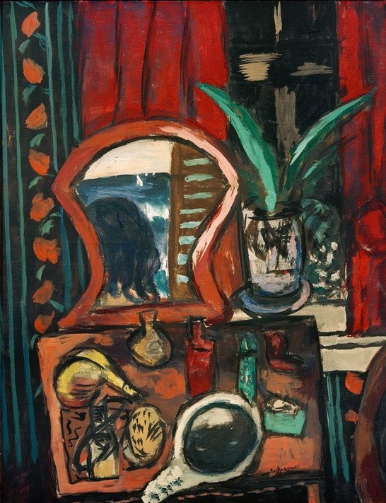 Max Beckmann, Stilleben mit Toilettentisch (Stillleben, Expressionismus, Klassische Moderne, Malerei, Wohnzimmer, Esszimmer, Treppenhaus, Wunschgröße, bunt)