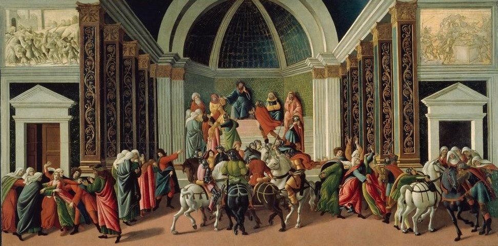 Sandro Botticelli, Geschichte Virginias (Geschichte,Recht,Szene,Urteil,Entführung,Renaissance,Frauenraub,Vater Und Tochter,Simultanbild,Italienische Kunst,Anflehen,Erstechen,Tyrannis,Familientragödie,Decemvirn,Tötung Auf Verlangen)