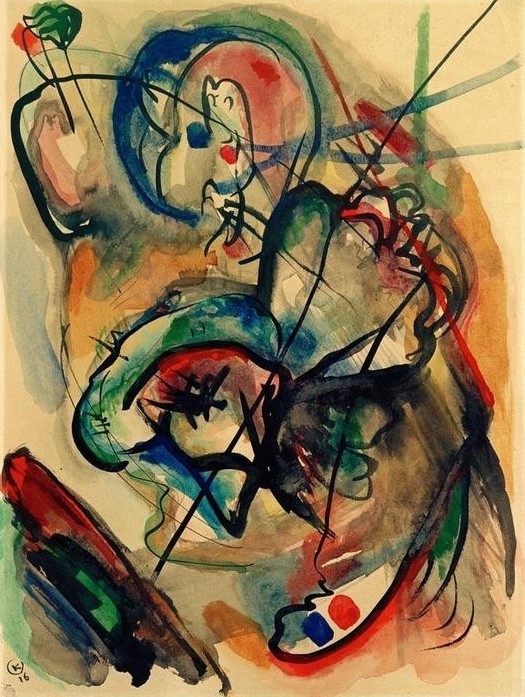 Wassily Kandinsky, Konzentrierter (Mensch, Der Blaue Reiter, Abstrakte Kunst, Russische Kunst, Abstraktion, Wohnzimmer,  Treppenhaus, Wunschgröße, Klassische Moderne, bunt)