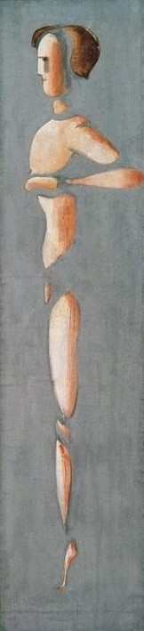 Oskar Schlemmer, Folkwang-Zyklus: Einzelfigur, Figur auf grauem Grund (Bauhaus,Deutsche Kunst,Kunst,Mann,Akt,Entwurf,Profil)