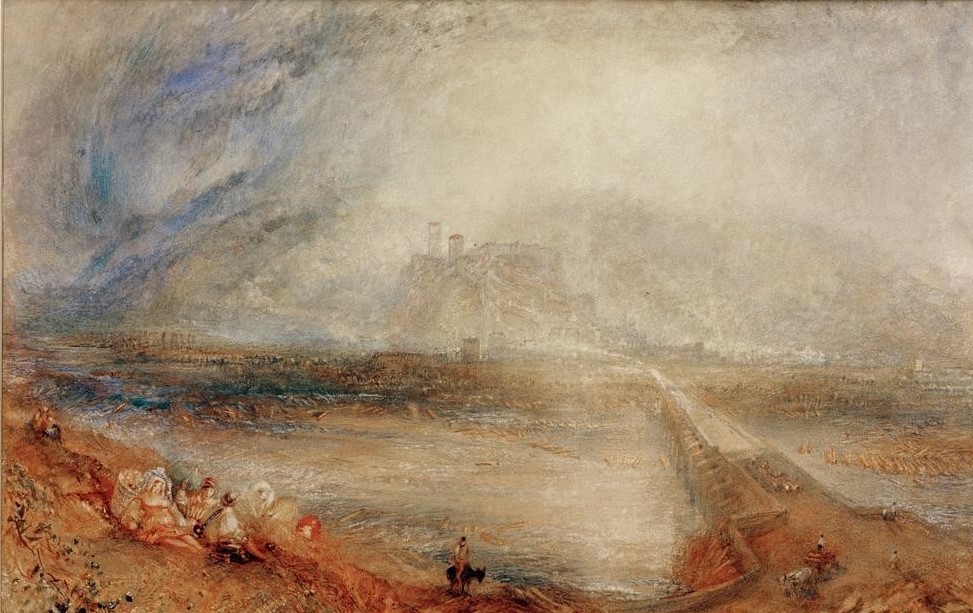 JOSEPH MALLORD WILLIAM TURNER, Bellinzona, from the Road to Locarno (Brücke,Geographie,Kunst,Fluss,Stadtansicht,Englische Kunst,Romantik,Topographie)