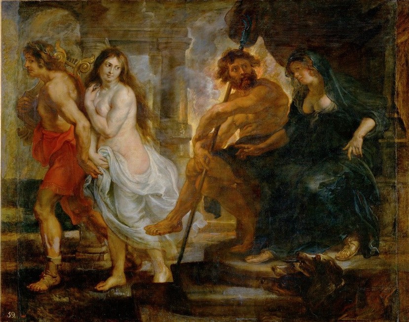 Peter Paul Rubens, Orpheus und Eurydike mit Pluto und Proserpina (Flämische Kunst,Kunst,Musik,Mythologie,Hades (Unterwelt),Barock,Akt,Niederländische Kunst,Göttin,Totenreich,Unterwelt,Gott,Kore,Griechisch-Römische Mythologie)