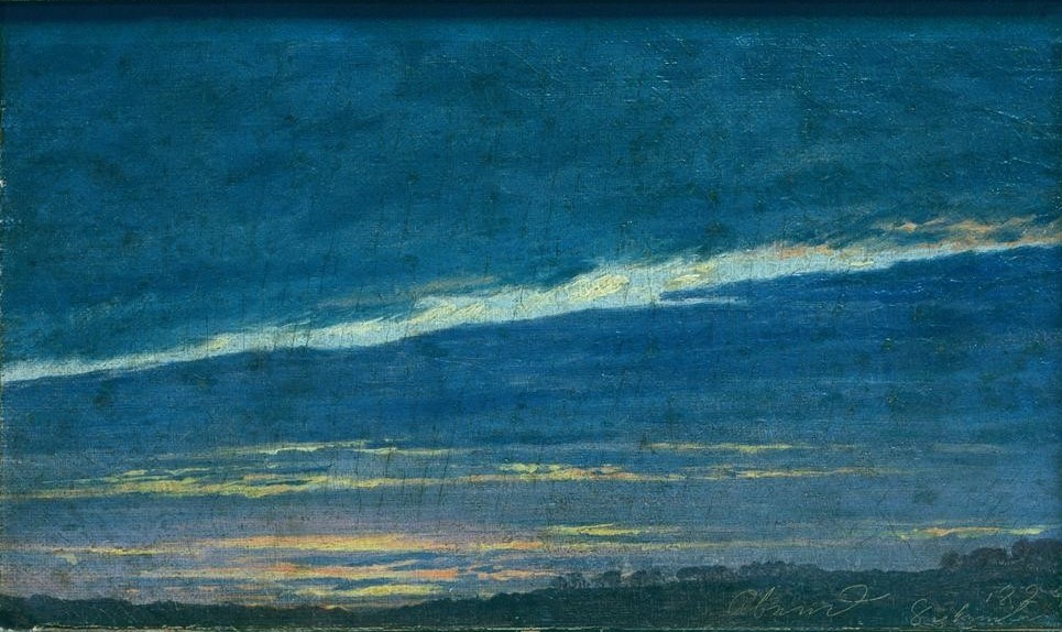 Caspar David Friedrich, Abend (Deutsche Kunst,Himmel (Natur),Kunst,Landschaft,Licht Und Beleuchtung,Meteorologie,Sonnenuntergang,Wolke,Sonne,Tageszeiten,Abend,Studie,Licht,Sonnenlicht,Romantik,Naturschauspiel,Abendrot)