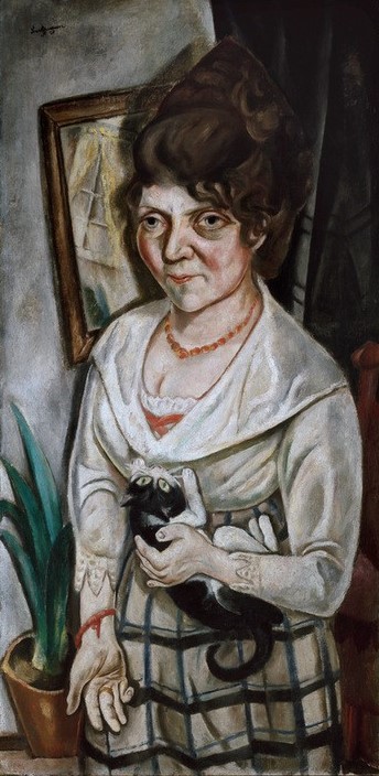 Max Beckmann, Bildnis Fridel Battenberg (Frau, Katze, Portait, Persönlichkeiten, Expressionismus, Klassische Moderne, Malerei, Wohnzimmer, Treppenhaus, Wunschgröße, bunt)