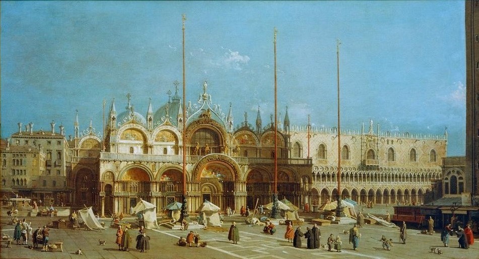 Giovanni Antonio Canaletto, Markusplatz in Venedig (Städte, Venedig, Vedute, Architektur, Markuskirche, Dogenpalast,Markusplatz, Barock, Klassiker, Wunschgröße, Wohnzimmer)