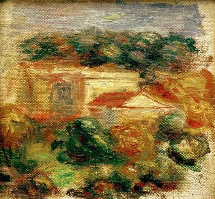 Pierre-Auguste Renoir, Landschaft am Mittelmeer, Cagnes (Haus,Kunst,Landschaft,Maler (Künstler),Impressionismus,Baum,Französische Kunst)