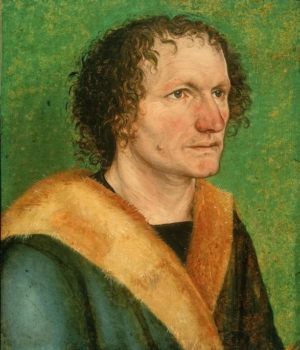 Albrecht Dürer, Bildnis eines Mannes vor grünem Hintergrund (Deutsche Kunst,Kunst,Mann,Renaissance,Portrait,Grün,Pelzbesatz,Brustbild,Dreiviertelprofil)