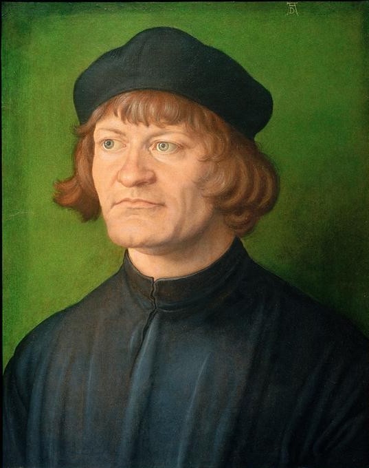Albrecht Dürer, Bildnis eines Geistlichen (Johann Dorsch(?)) (Geistlicher,Deutsche Kunst,Kunst,Mann,Renaissance,Portrait,Kappe (Kopfbedeckung),Brustbild,Ornat (Geistlich))