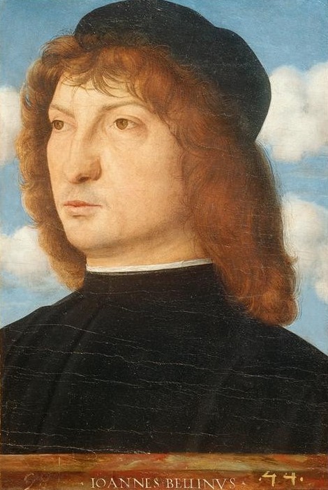 Giovanni Bellini, Bildnis eines Venezianers (Jugend (Lebensalter),Kopfbedeckung,Kunst,Mann,Mensch,Renaissance,Portrait,Italienische Kunst,Pagenschnitt,Kappe (Kopfbedeckung),Brustbild,Halbprofil,Venezianische Kunst,Junger Mann)