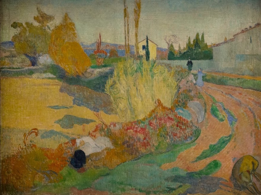 Paul Gauguin, Landscape from Arles, 1888 (Herbst,Kunst,Landschaft,Museum,Nordisch,Hütte,Hund,Feld,Tier,Natur,Malen,Postimpressionismus)