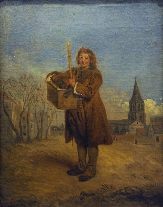Jean-Antoine Watteau, Savoyard with a marmot (Gesellschaft,Kirche,Kunst,Mann,Museum,Stadt,Barock,Rokoko,Tier,Murmeltier,Bevölkerung,Malen,Rahmen)