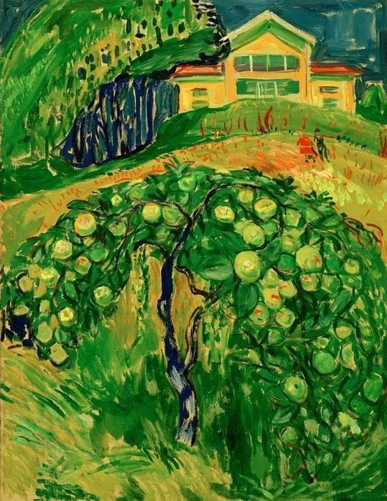 Edvard Munch, Apfelbaum im Garten (Apfel,Garten Und Park,Haus,Künstler,Kunst,Maler (Künstler),Obst,Wohnhaus (Allgemein),Obstgarten,Wohnhaus Von Berühmten,Baum,Expressionismus,Künstlerhaus (Wohnhaus),Norwegische Kunst,Apfelbaum,Menschen Im Garten,Grün,Skandinavische Kunst,Obstbaum,Garten)