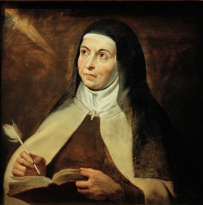 Peter Paul Rubens, Die hl. Theresa von Avila (1515–1582) (Christentum,Flämische Kunst,Frau,Heilige,Kunst,Religion,Tracht,Barock,Portrait,Nonne,Schreibfeder,Niederländische Kunst,Schreiben,Kleidung (Allgemein),Brustbild)