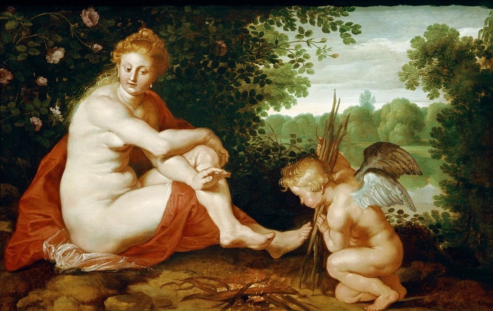 Peter Paul Rubens, Sine Cerere et Baccho friget Venus (Die frierende Venus) (Feuer,Flämische Kunst,Frau,Kunst,Mythologie,Sprichwort,Barock,Akt,Putto,Mutter Und Sohn,Frieren,Niederländische Kunst,Göttin,Wärmen,Sprichwörter Und Redensarten,Griechisch-Römische Mythologie)