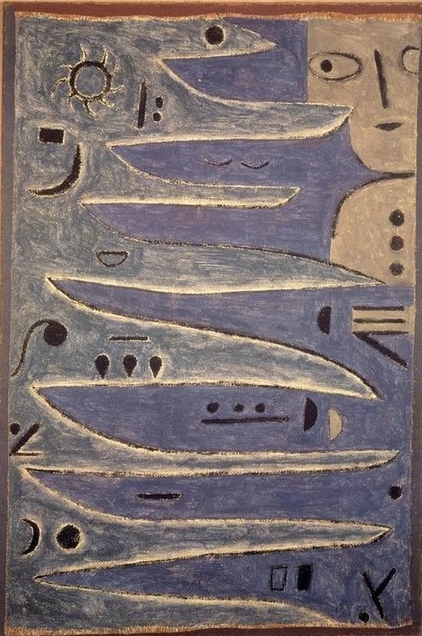 Paul Klee, Der Graue und die Küste (Deutsche Kunst,Küste,Landschaft,Abstrakte Kunst,Schweizerische Kunst,Blau,Grau,Farbe)
