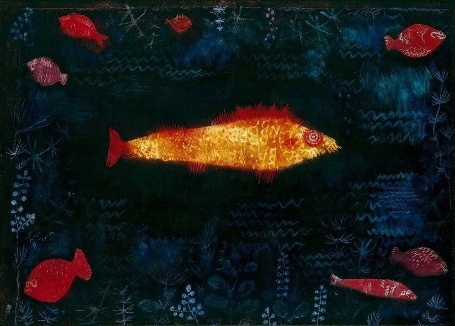 Paul Klee, Der goldene Fisch (Entartete Kunst,Bauhaus,Deutsche Kunst,Gold,Kunstausstellung,Kunst,Nationalsozialismus,Fisch,Schweizerische Kunst,Goldfisch,Unterwasserwelt)
