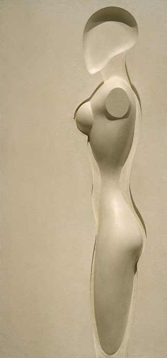 Joost Schmidt, Weibliche Figur (Bauhaus, Frau, Körper, Akt, Profil, Gips, rduziert, dreidimensional, Wunschgröße, Klassische Moderne, Wohnzimmer, Treppenhaus,)