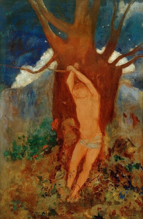 Odilon Redon, Der heilige Sebastian (Christenverfolgung,Christentum,Erschiessen,Kunst,Religion,Symbolismus,Akt,Martyrium,Märtyrer,Französische Kunst,Heiliger,Junger Mann)
