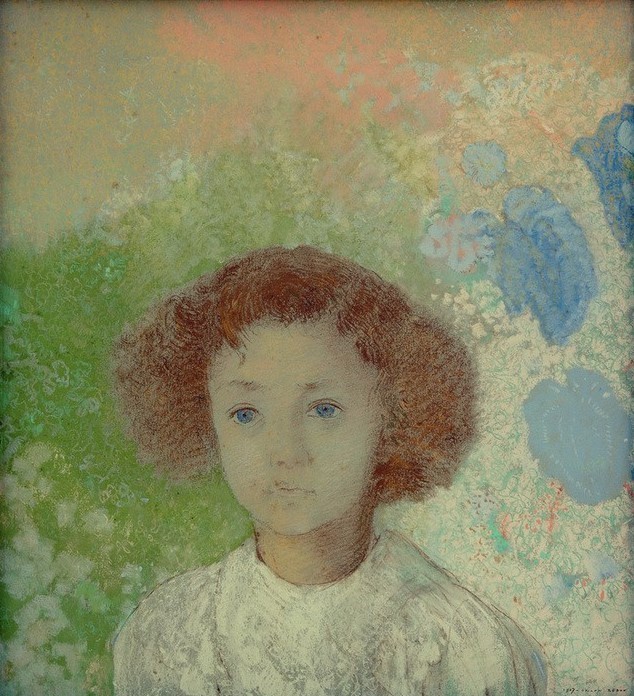 Odilon Redon, Mademoiselle de Gonet (Kind,Kunst,Mädchen,Symbolismus,Französische Kunst,Brustbild)