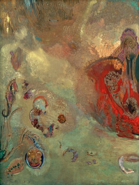 Odilon Redon, Unterwasservision (Kunst,Landschaft,Seepferdchen,Meer,Symbolismus,Vision,Französische Kunst,Unterwasserlandschaft,Unterwasserwelt,Phantasie)