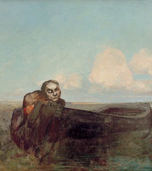 Odilon Redon, Schicksalsengel (Boot,Christentum,Engel,Kunst,Religion,Tod,Symbolismus,Dämon,Schicksal,Französische Kunst,Jahrhundertwende,Böser Blick)