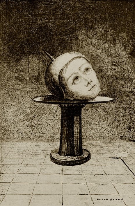 Odilon Redon, Auf der Schale (Enthaupten,Kunst,Traum,Symbolismus,Surrealismus,Phantastische Kunst,Französische Kunst,Kopf,Blick Zum Himmel)