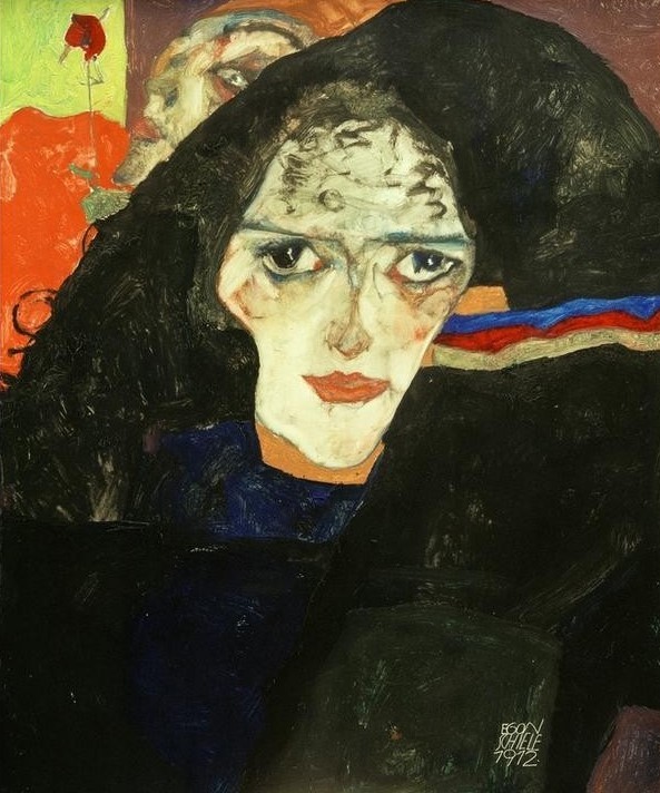 Egon Schiele, Trauernde Frau (Frau,Mensch,Witwe,Trauer,Portrait,Expressionismus,Österreichische Kunst,Gefühl (Stimmung))