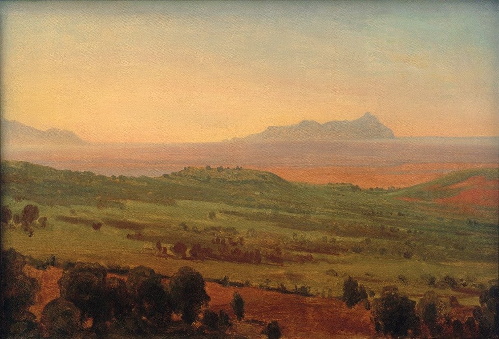 Johann Wilhelm Schirmer, Italienische Landschaft (Deutsche Kunst,Gebirge,Kunst,Landschaft,Düsseldorfer Malerschule,Ebene,Ansicht,Romantik,Berg)
