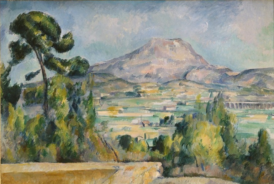 Paul Cézanne, La Montagne Sainte-Victoire (Gebirge,Kunst,Landschaft,Impressionismus,Kiefer (Baum),Baum,Französische Kunst,Pinie,Berg,Nadelbaum)