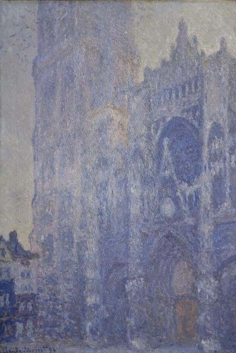 Claude Monet, La cathedrale de Rouen. Le portail et la tour Saint-Romain, (Architektur,Geographie,Kirche,Tageszeiten,Morgen,Impressionismus,Fassade,Portal,Architekturdarstellung,Französische Kunst,Dämmerung,Topographie,Kathedrale)