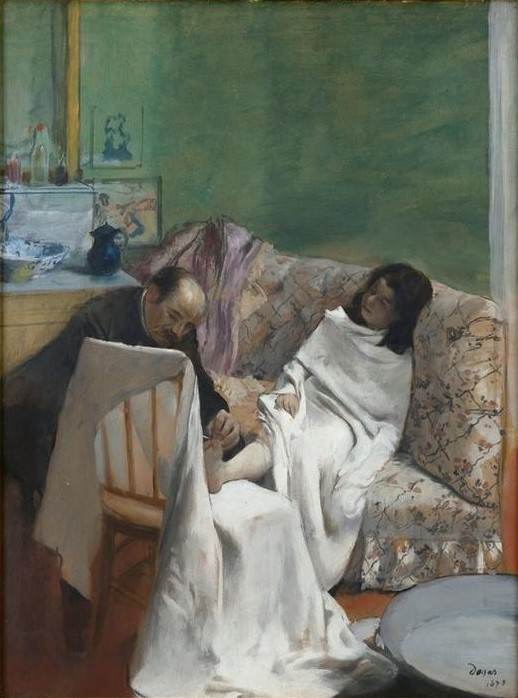Edgar Degas, Le pédicure (Körperpflege,Frau,Kunst,Impressionismus,Genre,Französische Kunst,Handtuch,Alltagskultur,Hygiene,Frauenleben,Fusspflege)