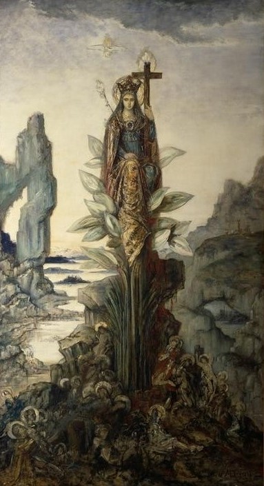Gustave Moreau, Fleur mystique (Christentum,Landschaft,Religion,Symbolismus,Allegorie,Ecclesia,Märtyrer,Französische Kunst,Mystik,Blume)