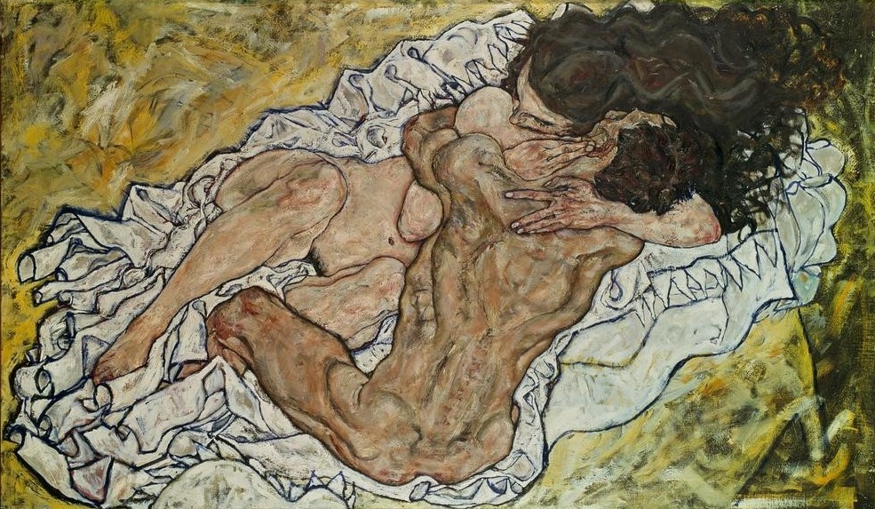 Egon Schiele, Umarmung (Erotik,Jugendstil,Liebe,Liebe Und Ehe,Pornographie,Liebespaar,Akt,Expressionismus,Geschlechtsverkehr,Umarmung,Österreichische Kunst,Erotische Kunst,Sexualität,Paar,Gefühl (Stimmung))