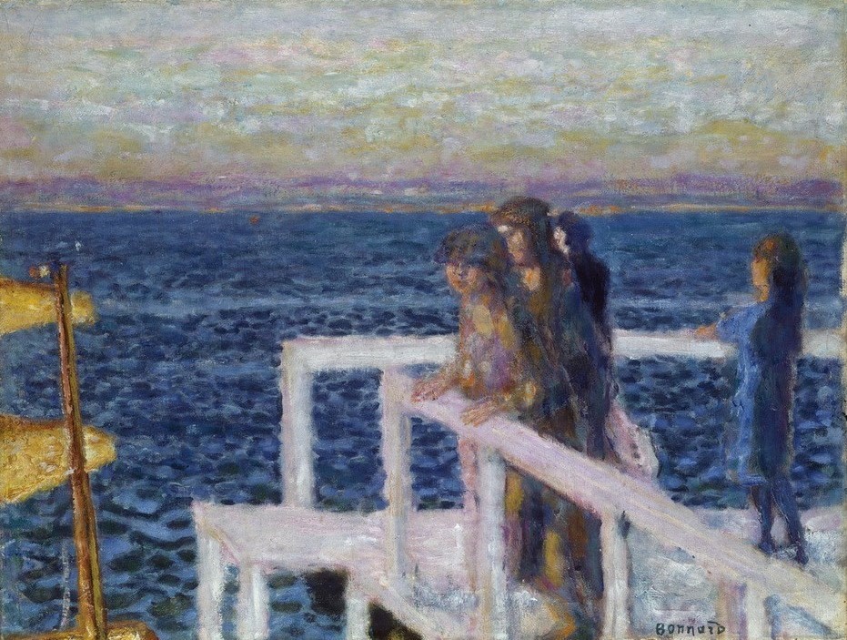 Pierre Bonnard, La débarcadère de Cannes (Hafen,Kunst,Landungsbrücke,Seebad,Seebrücke,Meer,Französische Kunst,Warten,Nabis,Passagier,Schifffahrt)