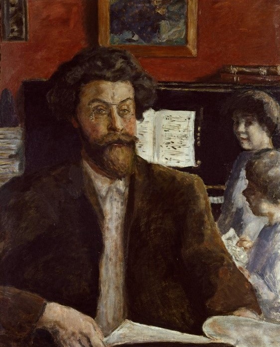 Pierre Bonnard, Komponist Claude Terrasse mit Söhnen Jean und Charles (Familie,Hausmusik,Komponist,Kunst,Mann,Musiker,Musik,Wohnung,Vater Und Sohn,Portrait,Vater Und Kind,Klavier,Interieur,Französische Kunst,Künstlerfamilie,Nabis,Neffe,Jahrhundertwende,Schwager)