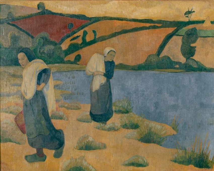 Paul Serusier, Les Laveuses à la Laïta, près du Pouldu (Kunst,Landschaft,Volkskunde,Fluss,Bäuerin,Französische Kunst,Wäsche,Nabis,Landbevölkerung,Schule Von Pont-Aven,Land Und Leute,Wäscherin)