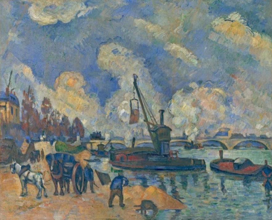 Paul Cézanne, La Seine à Bercy (Geographie,Kran,Strassenszene,Szene,Französische Kunst,Topographie,Quai,Alltag,Schifffahrt)