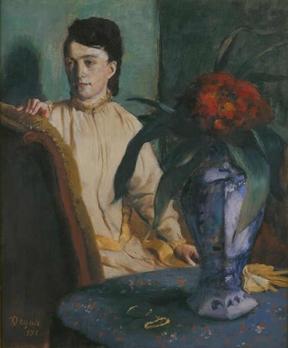 Edgar Degas, La femme à la potiche (Frau,Kunst,Mensch,Impressionismus,Portrait,Blumenstrauss,Vase,Französische Kunst)