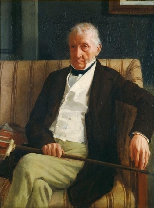 Edgar Degas, Hilaire Degas, grandpère de l’artiste (Bankier,Finanzwesen,Grossvater,Herrenmode,Kunst,Maler (Künstler),Mann,Mode,Alter,Impressionismus,Portrait,Weste,Französische Kunst,Unterhemd,Hemd,Kleidung (Allgemein),Spazierstock,Grossvater Von Berühmten,Alter Mann,Sitzen,Krakelee,Person)