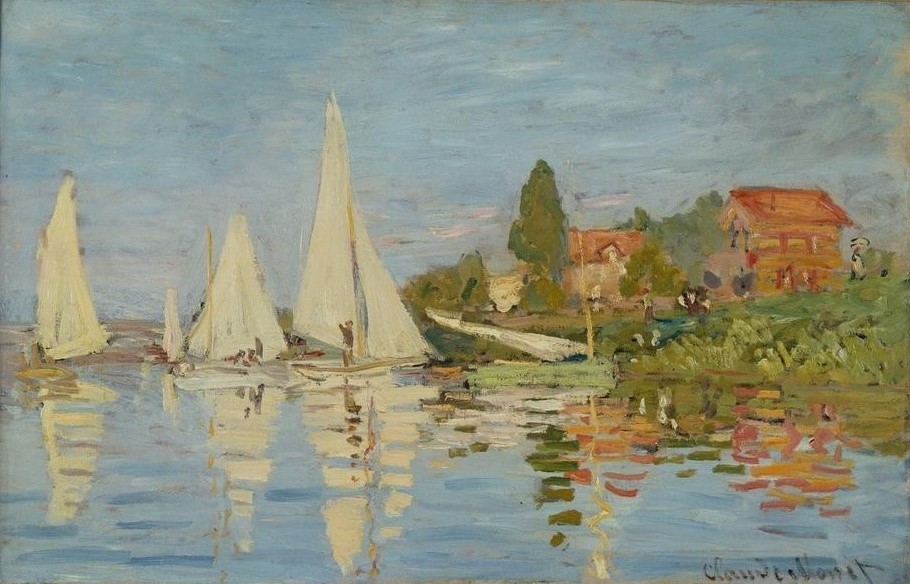 Claude Monet, Régates à Argenteuil (Boot,Schiff,Segeln,Sport,Impressionismus,Segelboot,Regatta,Französische Kunst,Segel)