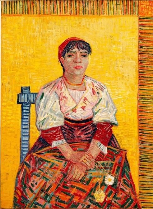 Vincent van Gogh, Die Italienerin (Bar,Frau,Gastronomie,Kabarett,Volkskunde,Impressionismus,Portrait,Niederländische Kunst,Kleidung (Allgemein),Gastarbeiterin,Land Und Leute,Frisur)