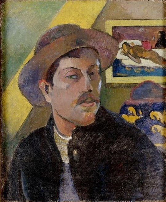 Paul Gauguin, Portrait de l’artiste (Herrenhut,Künstler,Kunst,Maler (Künstler),Mann,Hut,Selbstbildnis,Bild Im Bild,Portrait,Französische Kunst,Kleidung (Allgemein),Kopf,Person,Mütze)