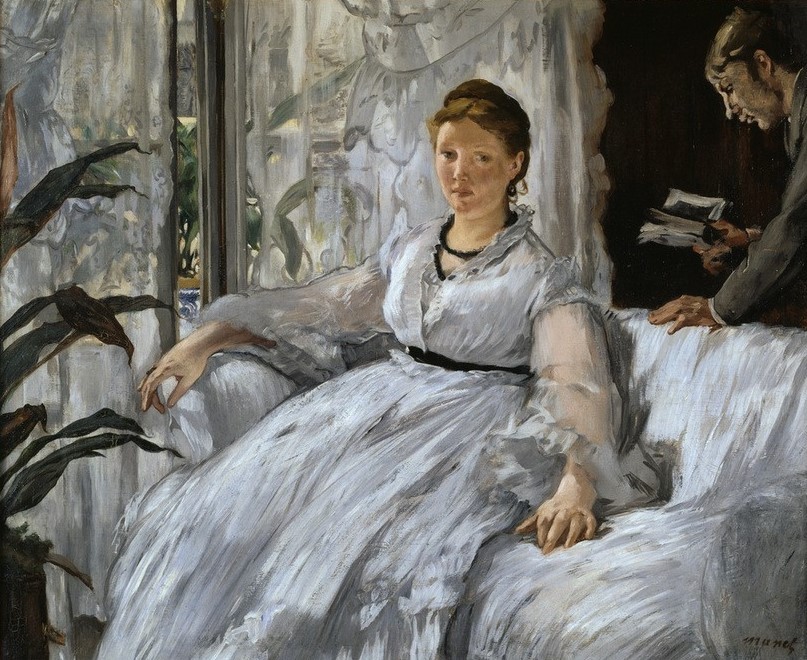 Edouard Manet, La lecture (Buch,Frau,Leser,Literatur,Vorleser,Ehefrau Von Berühmten,Lesen (Allgemein),Künstlerfrau,Mutter Und Sohn,Sofa,Französische Kunst,Sitzen)