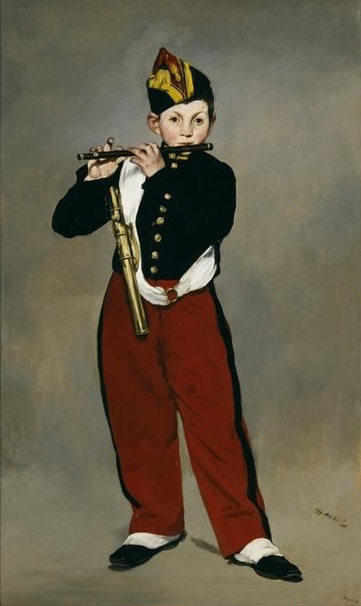 Edouard Manet, Le fifre (Infanterie,Jugend (Lebensalter),Militärmusik,Militär,Musik,Querflöte,Instrument,Uniform,Portrait,Französische Kunst,Knabe,Flötist,Garde,Ganzfigurig,Kaiserliche Garde,Flöte,Junger Mann)