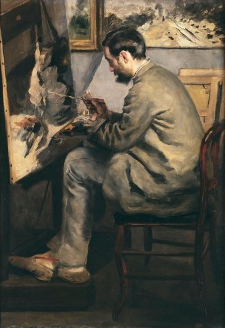Pierre-Auguste Renoir, Le heron aux ailes deployees (Atelier,Künstlerleben,Künstler,Kunst,Maler (Künstler),Mann,Staffelei,Impressionismus,Künstler Bei Der Arbeit,Bild Im Bild,Portrait,Palette,Französische Kunst,Pinsel,Profil,Jungverstorbene,Sitzen,Malen,Ganzfigurig,Person)